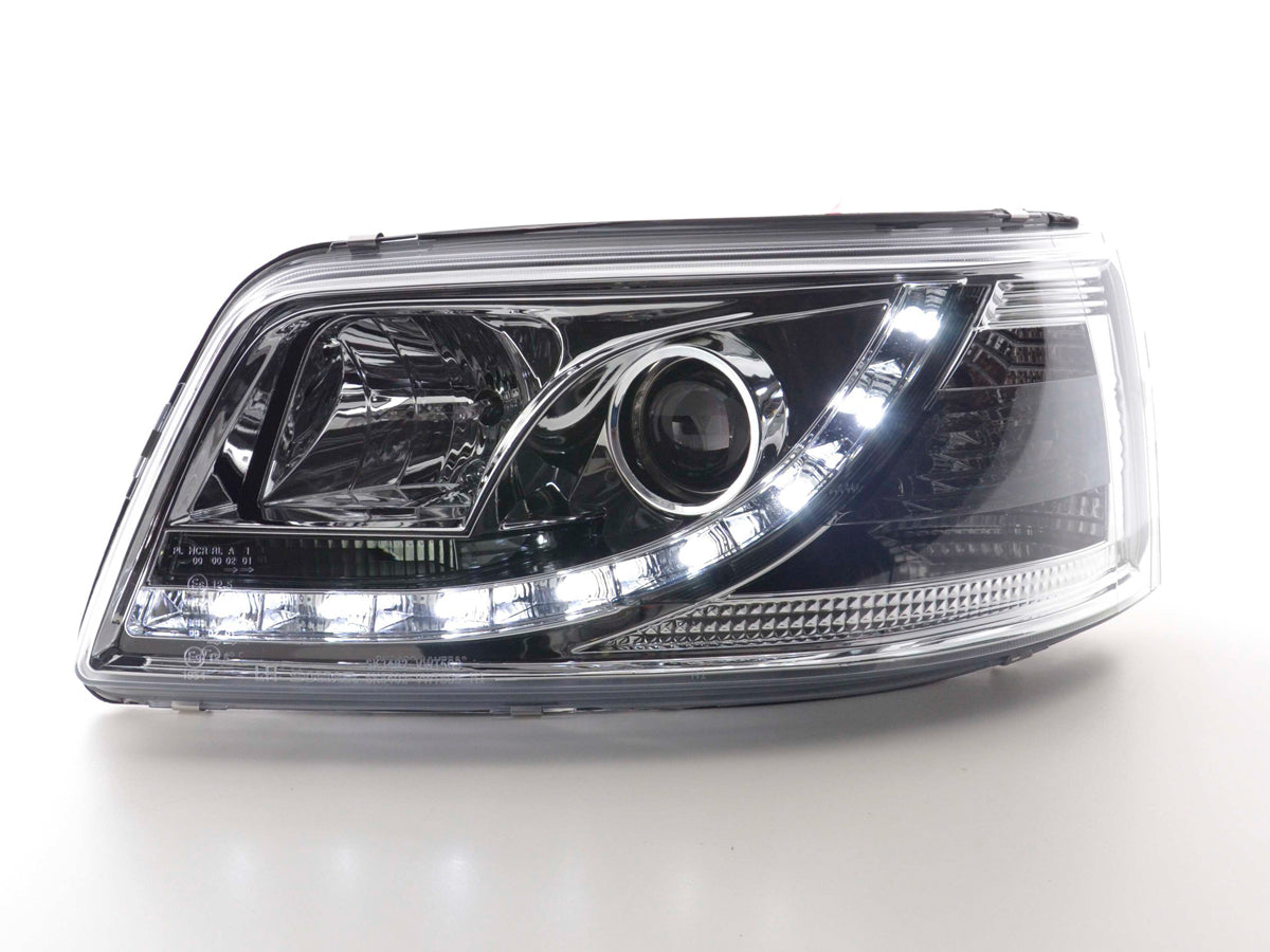 Scheinwerfer Set Daylight LED Tagfahrlicht VW Bus T5 03-09 chrom Scheinwerfer Set Daylight LED Tagfahrlicht VW Bus T5 03-09 chrom